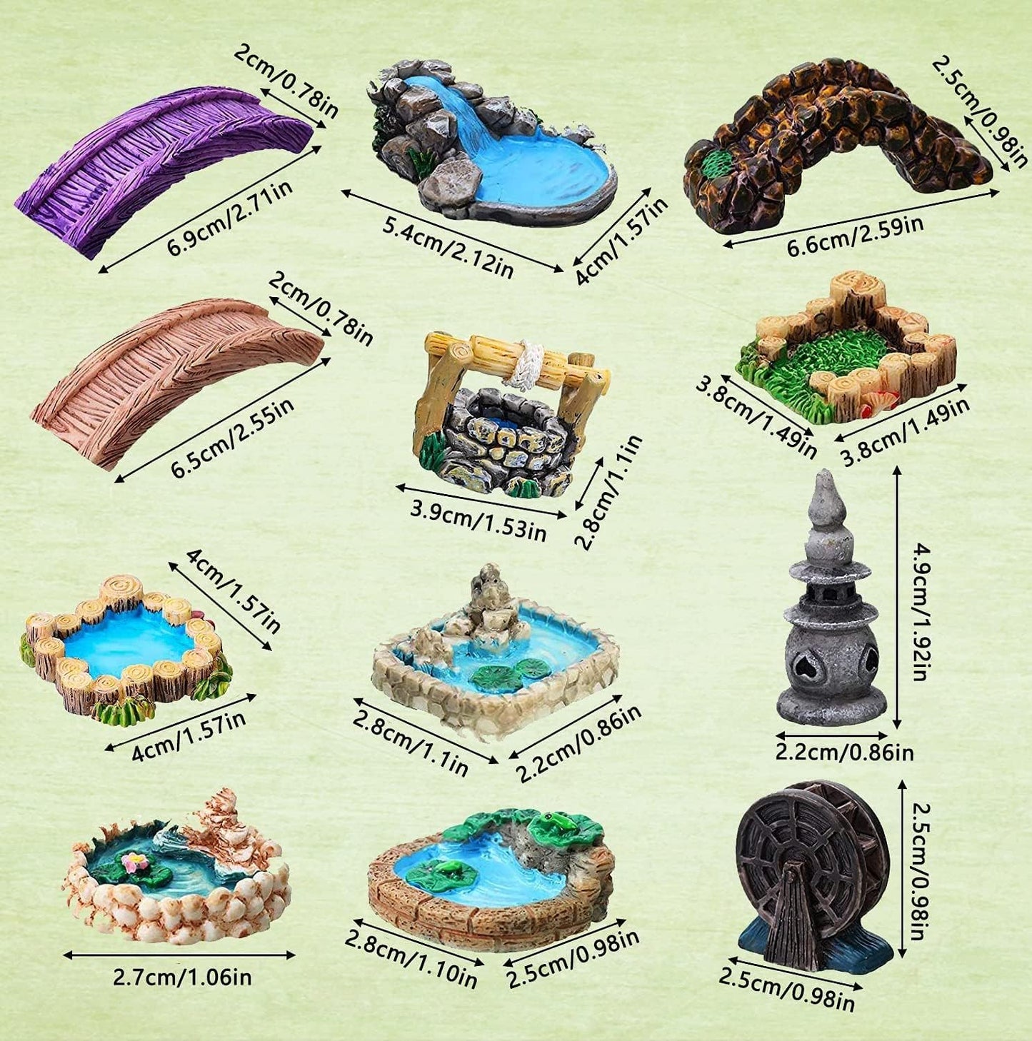 Woodpile Pool Miniature Fairy Garden Accessories, Miniature Pond Lawn Garden Ornament Figurines, Micro Landscape