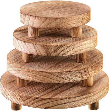 4 5/6/7/8 Inch(Light Geetery Pcs Wooden Risers for Display Wood Pedestal Stand Mini Tray Stand Round Wooden Pedestal