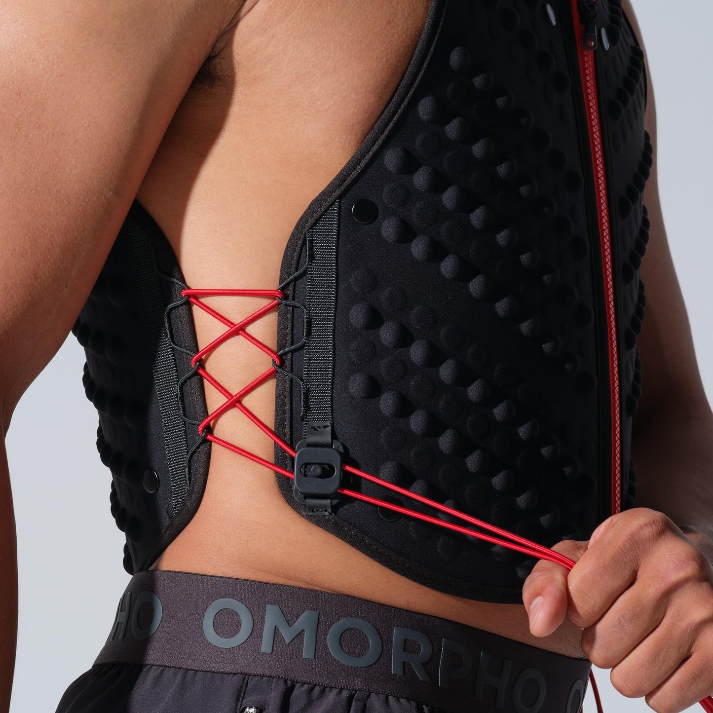 Omorpho G-Vest Sport, Weighted Vest, Black/Red, 6 lb Fixed Weight, Adjustable Fit, S-M/L-XL, for Running, Endurance Training, High-Intensity Athletics (Black/Red, S-M)