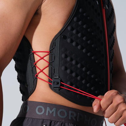 Omorpho G-Vest Sport, Weighted Vest, Black/Red, 6 lb Fixed Weight, Adjustable Fit, S-M/L-XL, for Running, Endurance Training, High-Intensity Athletics (Black/Red, S-M)