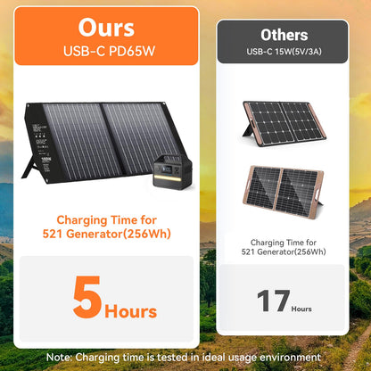 100W Portable Solar Panel USB-C PD 65W Fast Charging 24V MC4 DC QC3.0 USB-A Foldable Solar Charger for Power Station Generator Outdoor Camping RV Trip Off Grid Living
