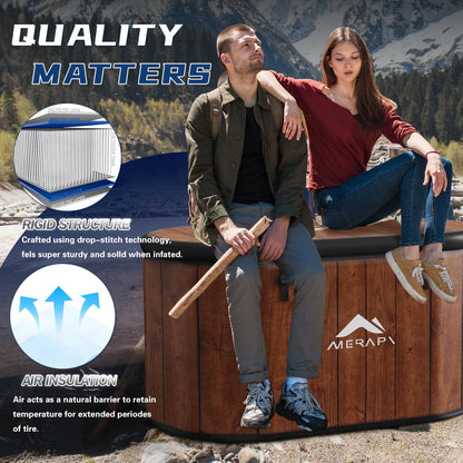 MERAPI XL 170 Gal Cold Plunge Tub with Cushion, Upgraded Ice Bath Tub for Athletes - Water Chiller Compatible - Inflatable Ice Bath at Home Recovery