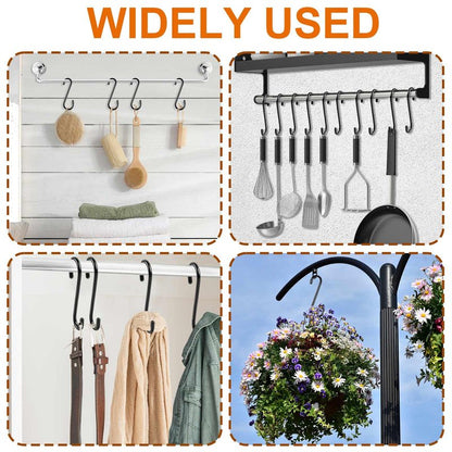 10 Pack 6 Inch Heavy Duty S Hooks, Vinyl Coated Large S Hook for Hanging Plants, Non Slip Black S Shaped Hanging Hooks for Closet, Jeans, Bags, Pot Pans, Wire Shelf Rack, Bird Feeders, Garage, Tools