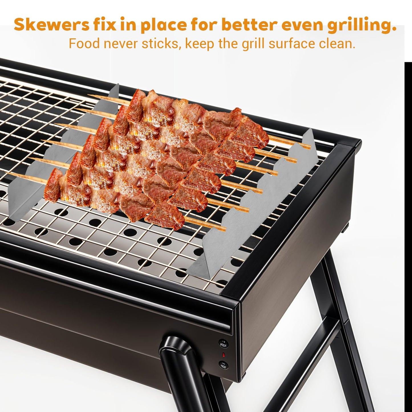 6 Pcs Stainless Steel Skewers Holder, Universal Shish Kabob Rack for BBQ and Grilling, Compatible with Wood, Bamboo, Round, Metal, Flat Skewers, 12 Inch