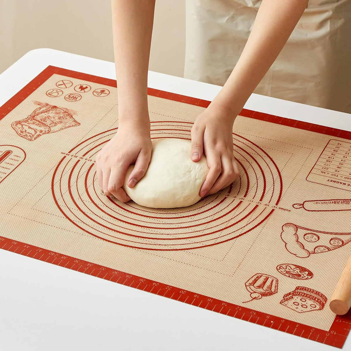 Silicone Baking Pastry Dough Mat - Extra Large 28x20 Inch Nonstick Rolling Mat for Cookies & Bread