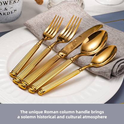 60-Piece Extra Thick Flatware Set, Heavy Duty Gold Silverware Set for 12, 18/10 Stainless Steel Flatware, Perfect for Weddings, Gift, Everyday Use