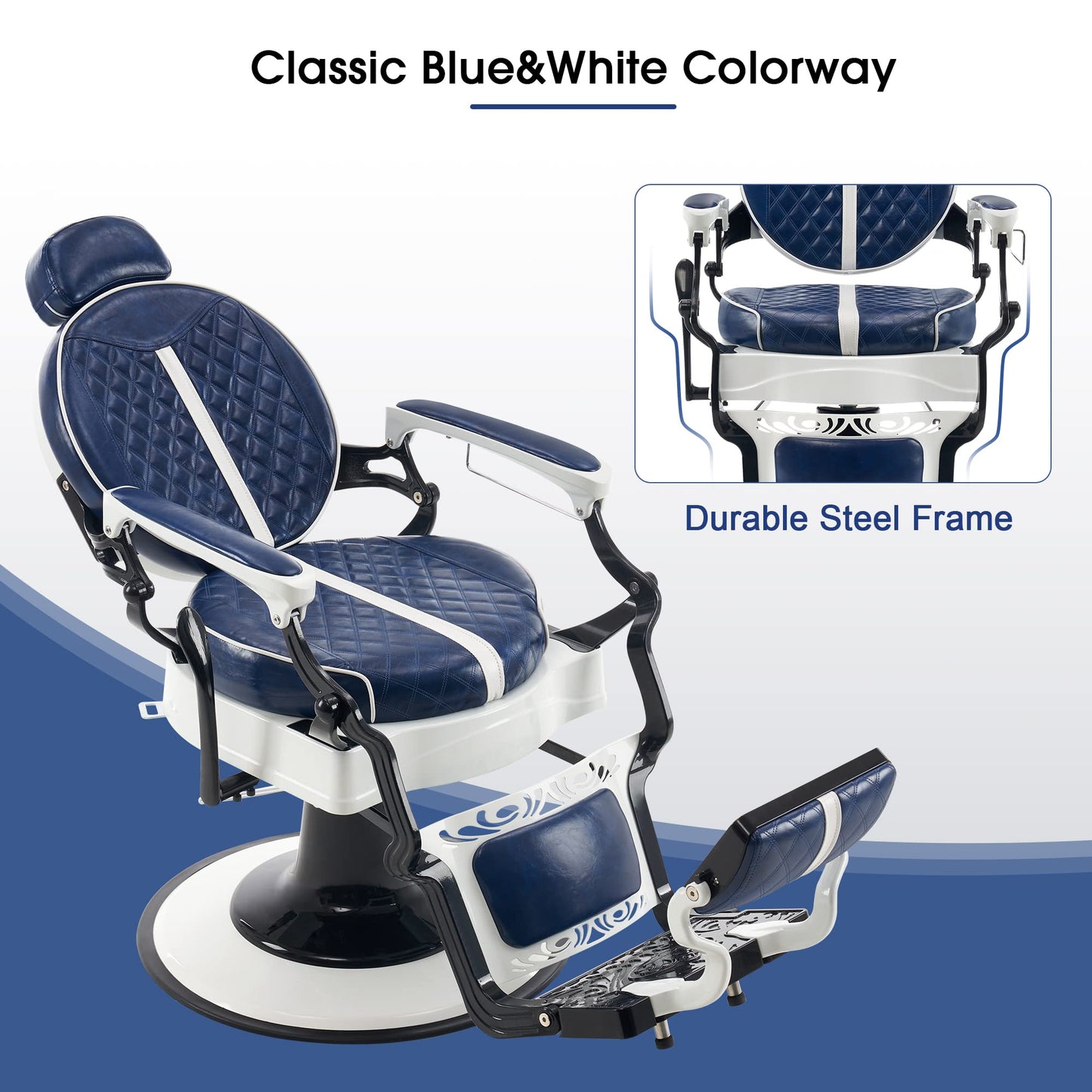 BarberPub Heavy Duty Vintage Barber Chair, All Purpose Professional Hydraulic Reclining Salon Chairs, Beauty Spa Hair Stylist Equipment 8739