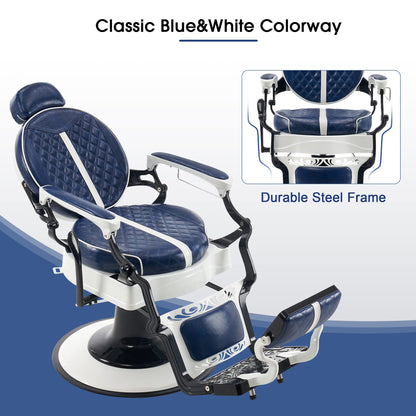 BarberPub Heavy Duty Vintage Barber Chair, All Purpose Professional Hydraulic Reclining Salon Chairs, Beauty Spa Hair Stylist Equipment 8739