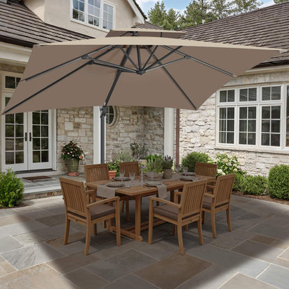 FLAME&SHADE 10 X 10 FT Cantilever Patio Umbrella - Large Square Offset Umbrella Outdoor Patio with 360-Degree Rotation and 3-Year Fade Resistance Fabric for Deck Pool Backyard Garden (Taupe)
