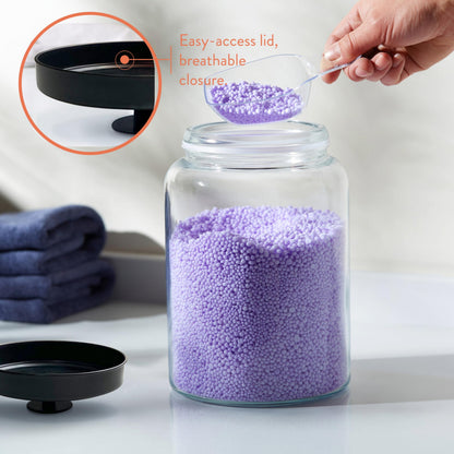 KooK Glass Storage Containers with Lids, Glass Jar with Lid, 1 Gallon, Set of 2, Glass Canister, Storage, Laundry, Kitchen Jar, (Circular, Black)