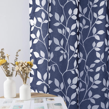 24 Inch Set 2 Pack XTMYI Kitchen Curtains Length of Sheer Cafe Curtains for Small Bathroom Window,Blue