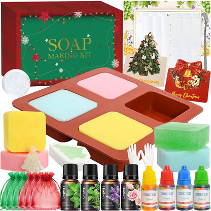 ZQBQC Soap Making Kit - Soap Making Supplies for Adults, Shea Butter Glycerin Melt and Pour Base, Molds, Fragrances, Glitter, DIY Soap Craft Kit for Kids, Gift for Beginners Boys Girls