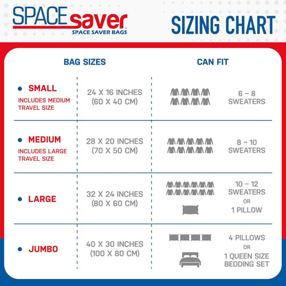 Spacesaver Variety 12pk Vacuum Storage Bags - Save 80% Clothes Storage Space, Compression Seal for Closet
