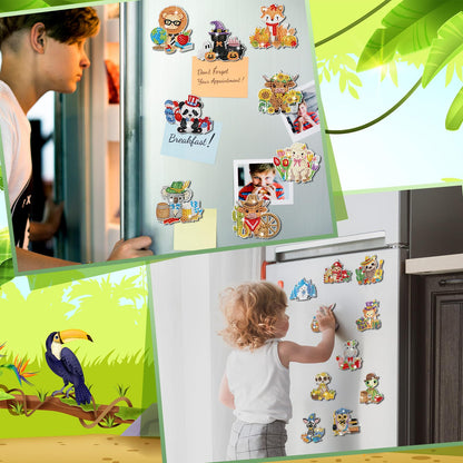 Xuhal 30 Pcs Holiday Diamond Painting Magnets Seasonal Animal Diamond Art Magnet Kits for Adults Cute 5d Rhinestone Seasonal Animal Refrigerator Magnetic Sticker for DIY Craft Fridge
