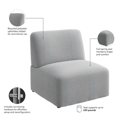 Bush Business Furniture Modular Armless Lounge Chair, Guest Seating for Lobby or Reception Area, Assemble Collection, Fog Fabric