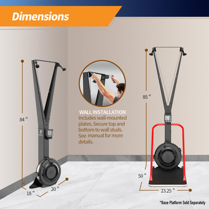 Marcy Cross Country Ski Trainer, Wall-Mounted Skiing Machine with Optional Base Platform (Sold Separately) NS-0357-SKI