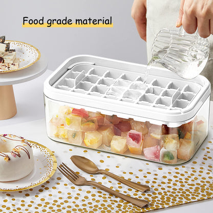Ice Cube Tray with Lid and Bin, 2 Pack for Freezer, 64 Pcs Ice Cube Mold (White)