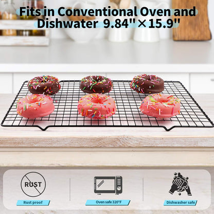 Non-Stick Steel Baking & Cooling Rack, Heavy Duty Oven Safe for Cookies, Cakes, Breads - 9.84"x15.9" - 1 Piece