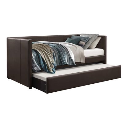 Lexicon Adeline Faux Leather Upholstered Daybed and Trundle, Twin, Brown