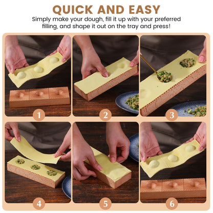 Triple Ravioli Molds Wooden Pasta Ravioli Board Double Sided Sunburst & Wheat Pattern Ravioletti Moulds Wood Pasta Raviolini Maker Molds Handmade 2 in 1 Ravioli Mold Press Maker Kitchen Fresh Pasta