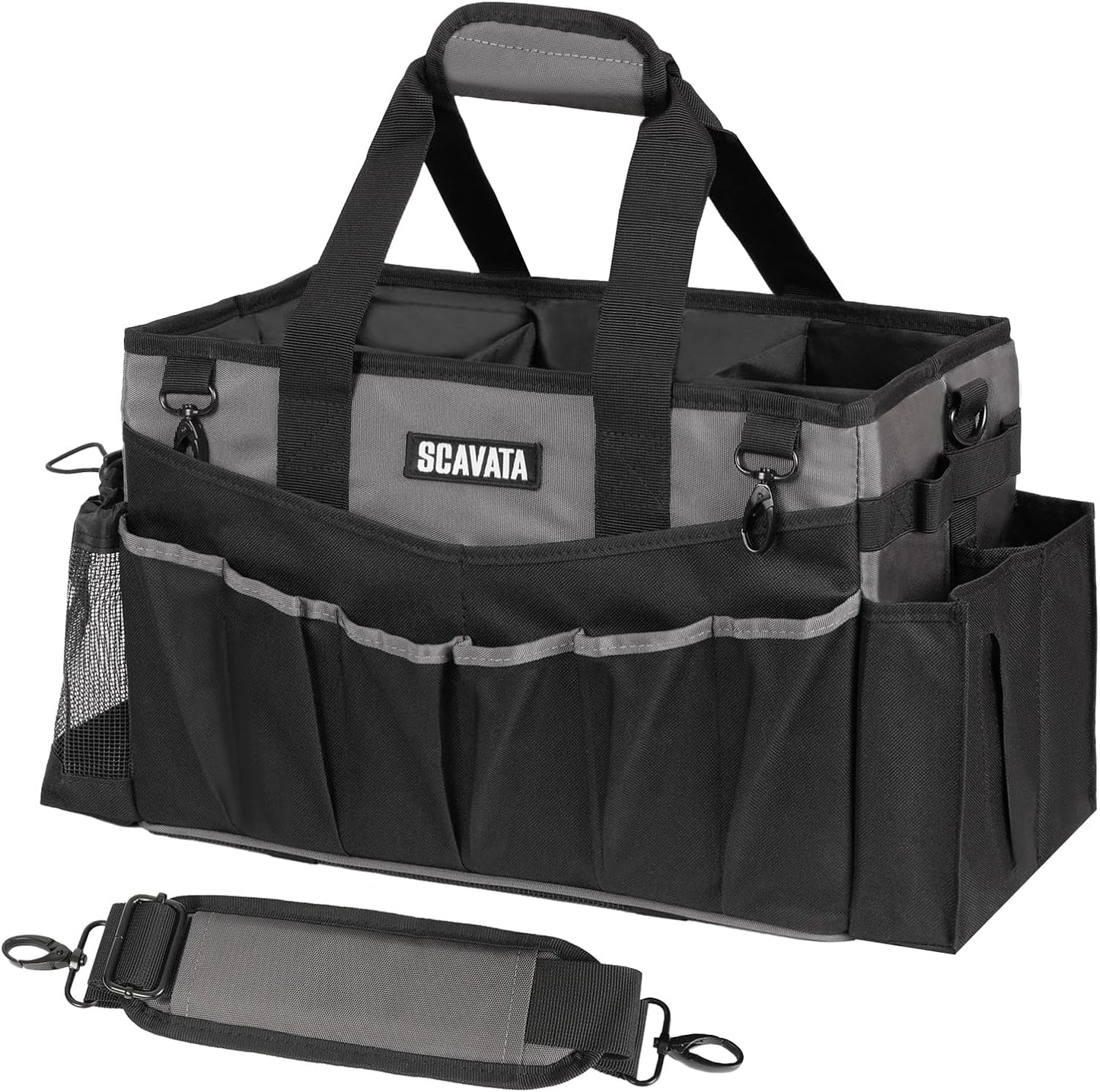4 SCAVATA Wearable Cleaning Caddy Bag, Cleaning Caddy Supplies Organizer with Handle & Shoulder Straps