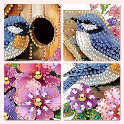 MXJSUA Birds Flowers Special Shaped Hanging Diamond Painting Art Kits for Adults, Crystal Rhinestone Acrylic Gem Art Pendant Ornaments Kit for Home Decoration and Gift