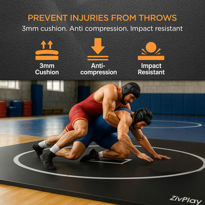 Wrestling Mat for Home 10x10 Feet MMA Mat to Practice BJJ Jiu Jitsu Judo Grappling Boxing Taekwondo with 3cm Foam Protection Antislip Waterproof Odor Control Foldable Mat Black Color