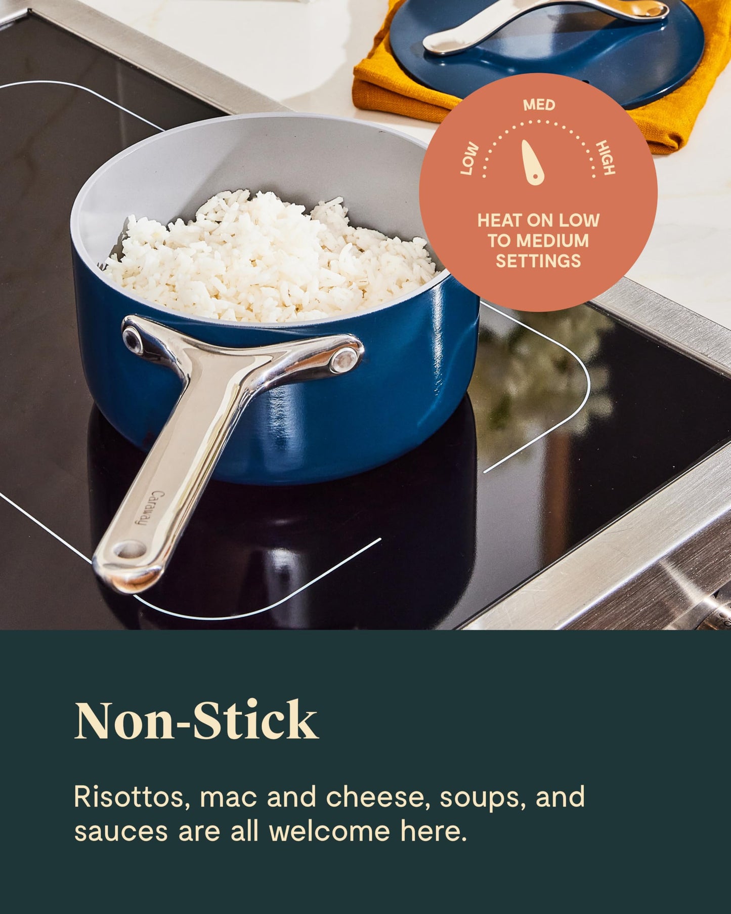Caraway Nonstick Ceramic Sauce Pan with Lid (1.75 qt) - Non Toxic, PTFE & PFOA Free - Oven Safe & Compatible with All Stovetops (Gas, Electric & Induction) - Perracotta