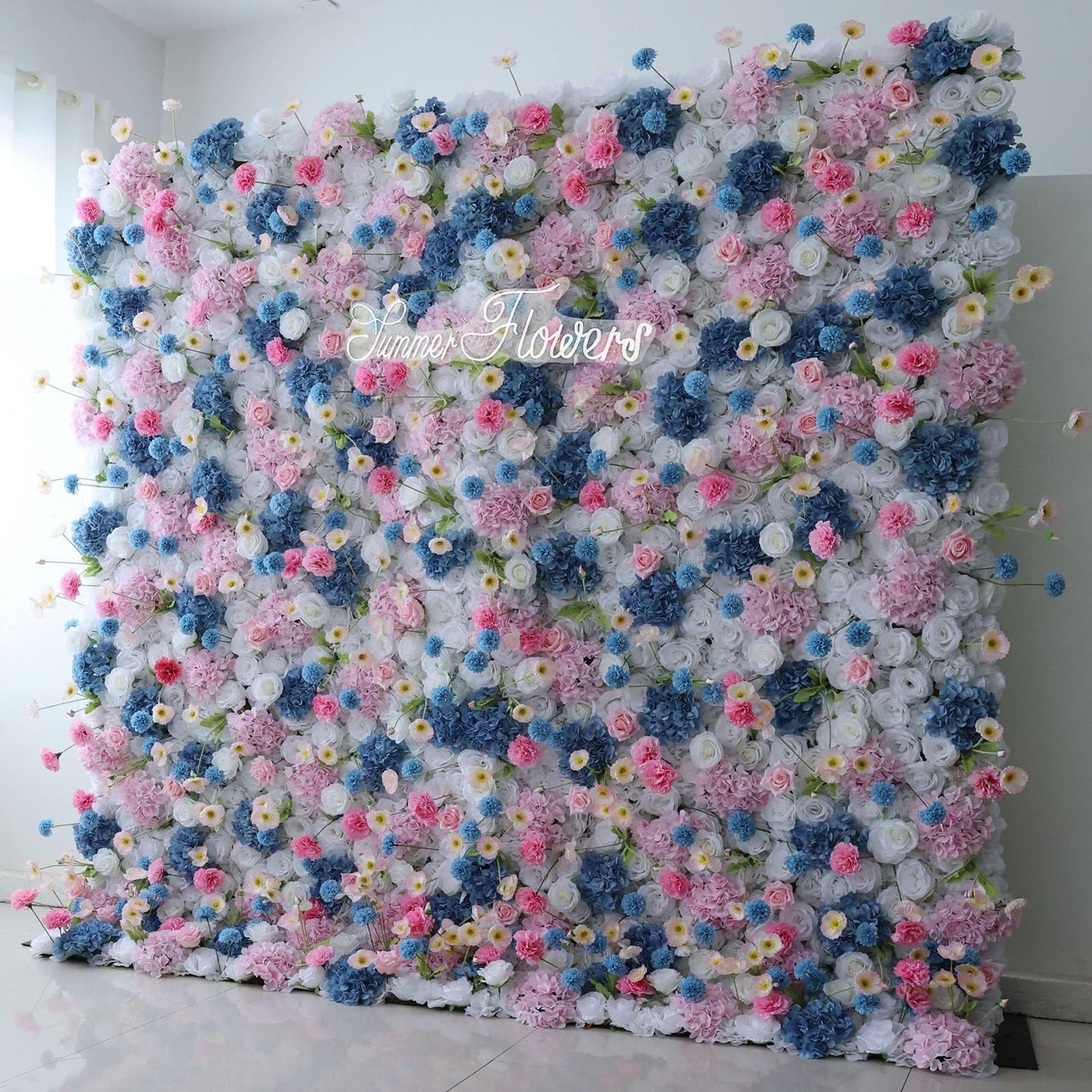 UYCVT Handmade Romantic Large Artificial Flower Wall Backdrop Panels, Wedding Backdrop 3D Floral Wall Fabric Flower Wall for Party Baby Shower Bridal Wedding Background Decor-1m*1m/3.28 * 3.28FT