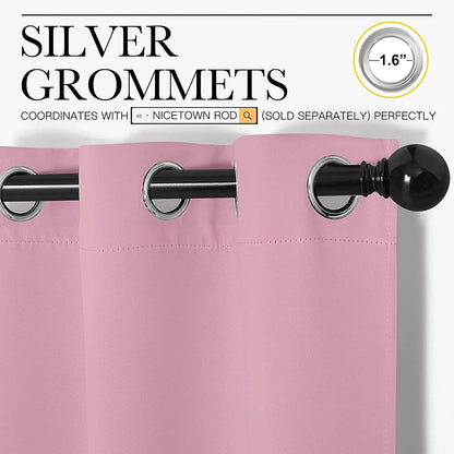 NICETOWN Blackout Window Curtain Panels - Thermal Insulated Grommet Drapes | Crystal Pink, 34x54 Inch Pair