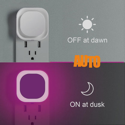 2 Pack Plug in Amber Night Light, Auto Dusk to Dawn, Soft Glow, Dimmable, Diffused Light, LED Lights for Bedroom, Kids, Bathroom, Sleep, Baby Nursery, Toddler, Hallway, Kitchen, Home Decor