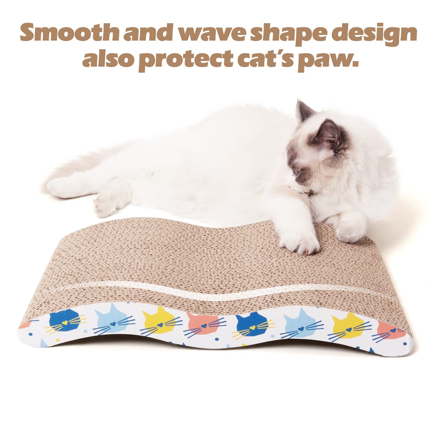 Pet Prime 3PCS Cat Scratcher Cardboard Board 3 Pack Cat Recycle Corrugated Scratching Pad Cat Scratching Lounge Sofa Bed Wave Shape Cat Scratch Pad with Catnip (3PCS)