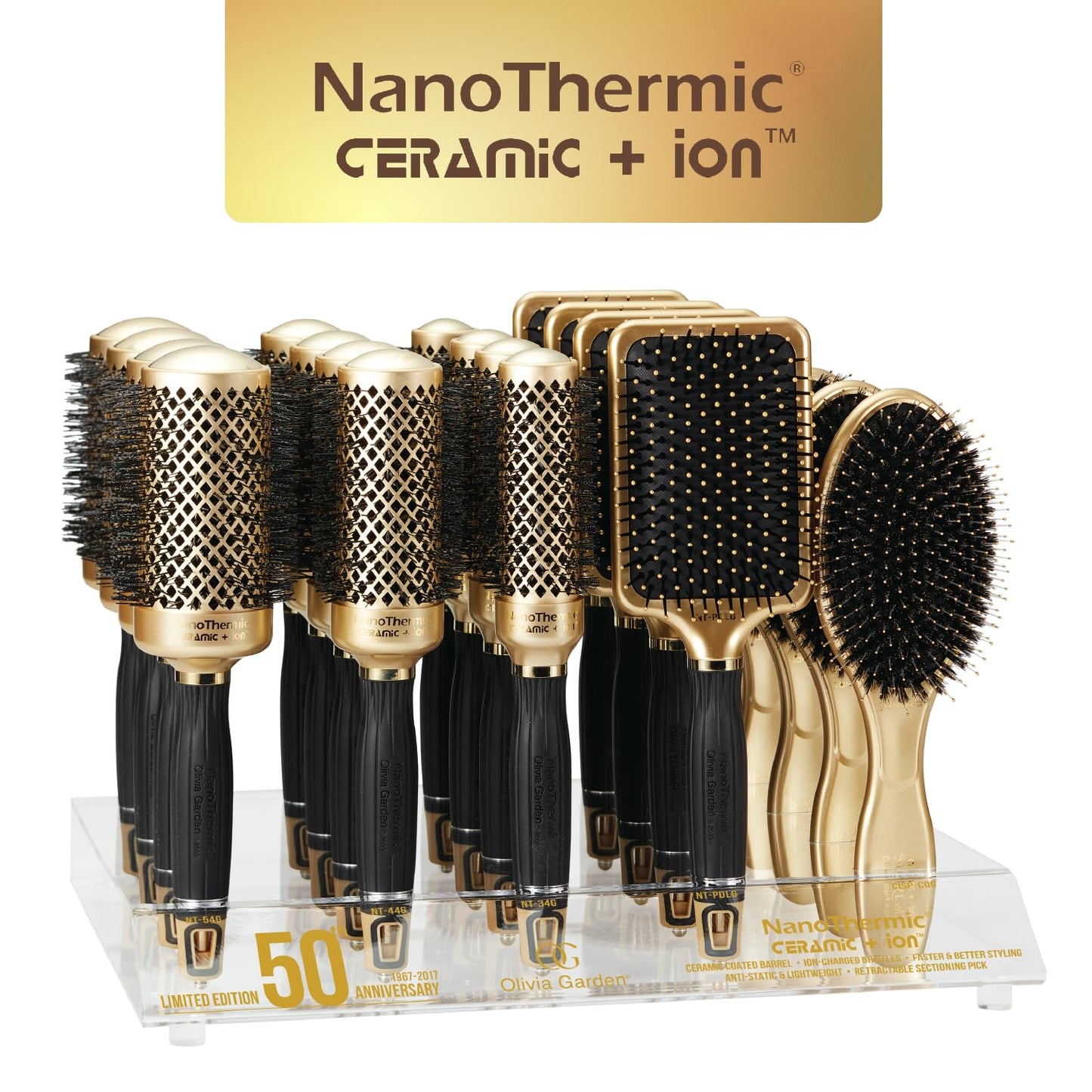 Olivia Garden NanoThermic Ceramic + Ion Round Thermal Hair Brush - Not Electrical - Professional Blowout Brush for Normal to Thick Hair