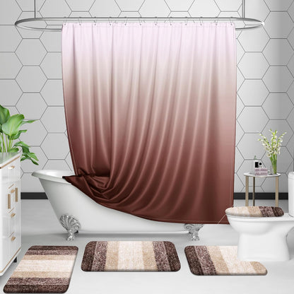 OLANLY Bathroom Rug Set - Soft Absorbent Microfiber Mats | Non-Slip, Plush Shaggy, Brown (30"x20"+24"x16")