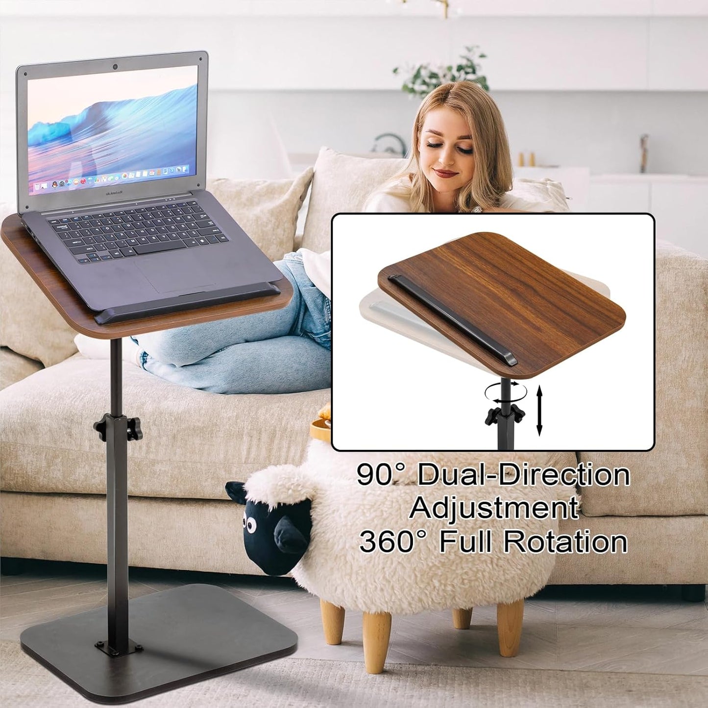 Wioxewi (15.7"x11.8") 360 Sofa Tray Table - Folding Swivel Laptop Desk for Couch, Bed, Recliner, Portable Multi-Angle
