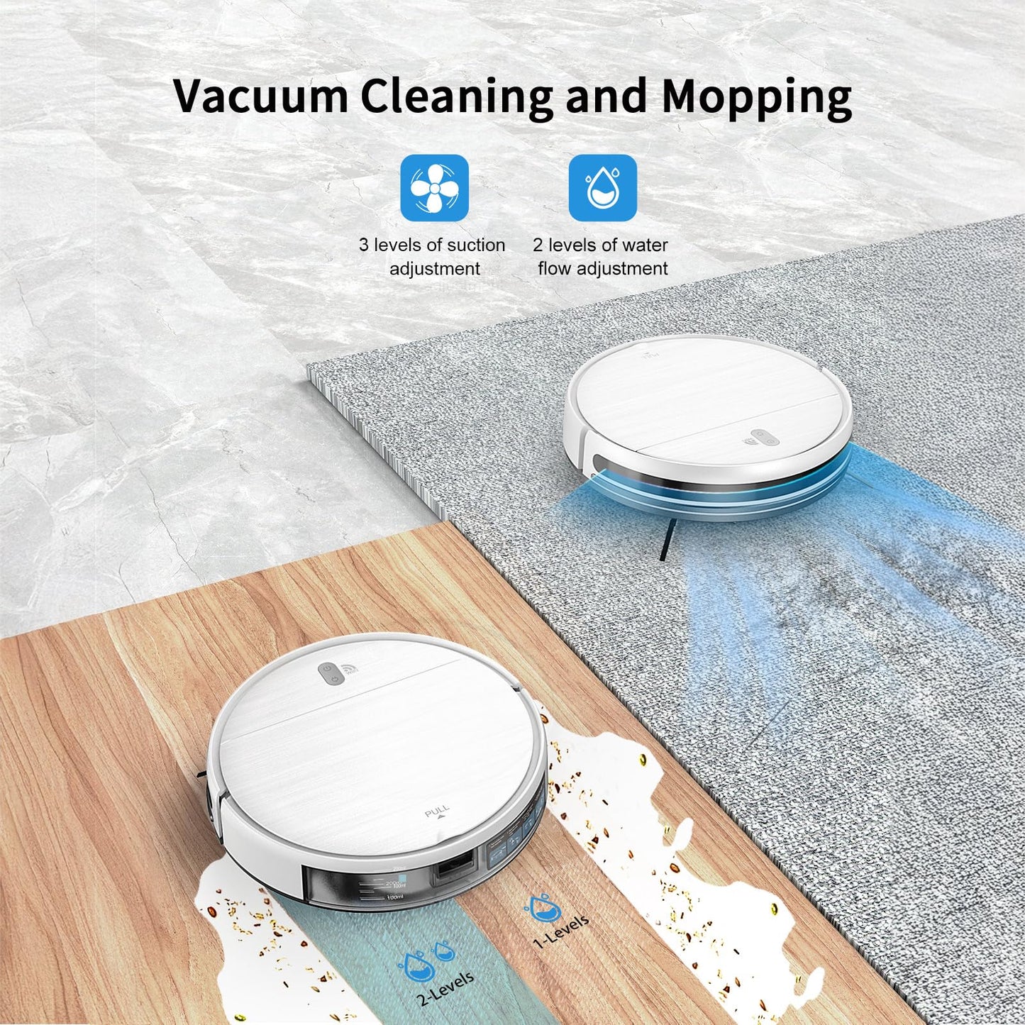 MAMNV Robot Vacuum and Mop,2 in 1 for Carpet & Hard Floor,Robotic Vacuum Cleaner with Alexa/Voice/App,Powerful & Quiet for Pet Hair,Slim 2.87",Self-Charging & Zigzag Path Cleaning
