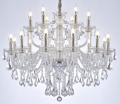 ARRKOYAA Clear 18 Lights K9 Crystal Chandelier,Chandeliers for Dining Room,Bedroom,Living Room, Candle Pendant Lamp Ceiling Lighting, 39 inch x32 Inch (Color: Clear) with 18pcs 5W E12 LED Bulbs.