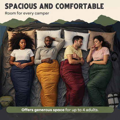 Oaktiv Inflatable Tents for Camping - CloudCamp Glamping Tent for 6 People Waterproof Oxford Fabric(210D), Quick Setup Air Tent with Manual & Battery Pump, UV Protection, 4-Season Inflatable Tent