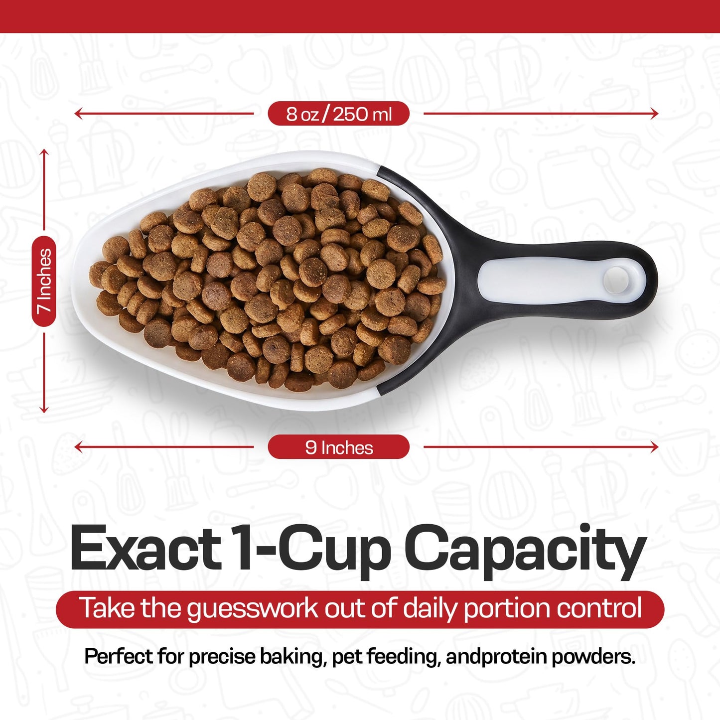 Rockland Guard 1-Cup Multipurpose Scoops (3-Pack) – Flexible Funnel Tip for Spill-Free Pours – Heavy-Duty Ice Scoop for Freezer & Ice Machine – Dog Food Scoop & Flour Scoop for Canisters