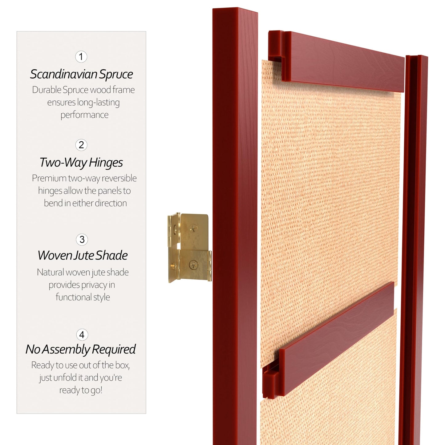 Red Lantern 6 ft. Tall Jute Shoji Screen - 6 Panel - Rosewood