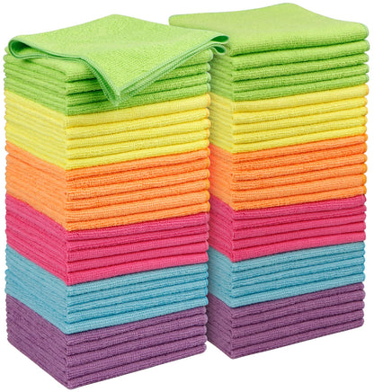 Orighty Microfiber Cleaning Cloth Pack of 60, Microfiber Towels for Cars, Highly Absorbent Car Cleaning Supplies, Lint Free Cloths Clean Rags for Car Care, House, Kitchen, 12x12 inch