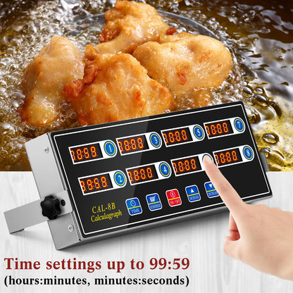 Relaxweex 1 Pack Commercial 8 Channel Digital Kitchen Timer, Multi-Countdown Timer with Loud Alarm & Large LCD Display, Wall Mount or Countertop for Restaurant, Fry Station, Baking & Lab Use