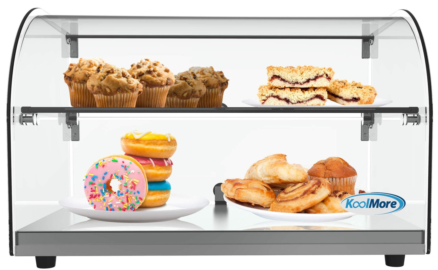 KoolMore - DC-2C 22" Commercial Countertop Bakery Display Case with Front Curved Glass and Rear Door - 1.5 cu. ft.