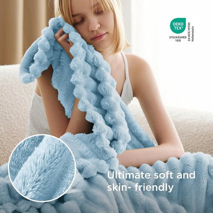 Bedsure GentleSoft Throw Blanket - Cozy Light Blue Fleece Blanket for Couch, 50x60 Inches