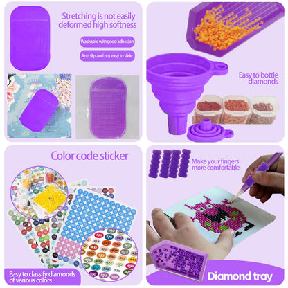 DNSGOOR 244Pcs All Inclusive Diamond Art Accessories Kit Diamond Painting A2 LED Light Pad Set with Diamond Art Sealer Glue Stand Storage Case Pens 5D Painting Tools for DIY Drill Craft