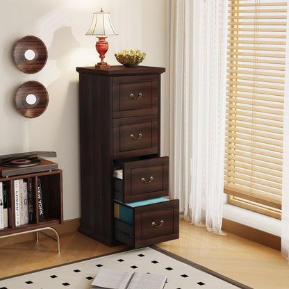 Tribesigns 4-Drawer File Cabinet, Vertical Wood Filing Cabinet for A4/Letter/Legal Size, Tall File Storage Printer Stand with Hanging Rails for Home Office, Classic Dark Walnut Finish