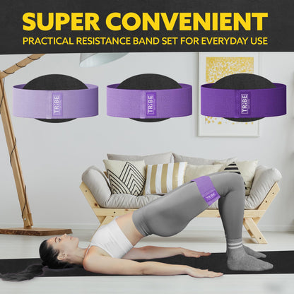 Tribe Lifting Fabric Resistance Bands for Legs - Workout Bands Resistance Bands for Men and Women - Booty Bands for Working Out - Exercise Bands Resistance Bands Set - Elastic Bands for Exercise