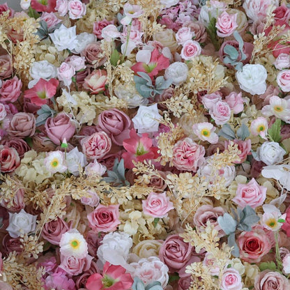 UYCVT Artificial Flower Wall Backdrop Panels, Handmade Romantic Large Wedding Backdrop 3D Floral Wall Fabric Flower Wall for Party Baby Shower Bridal Wedding Background Decor-2m*2m/6.56 * 6.56FT