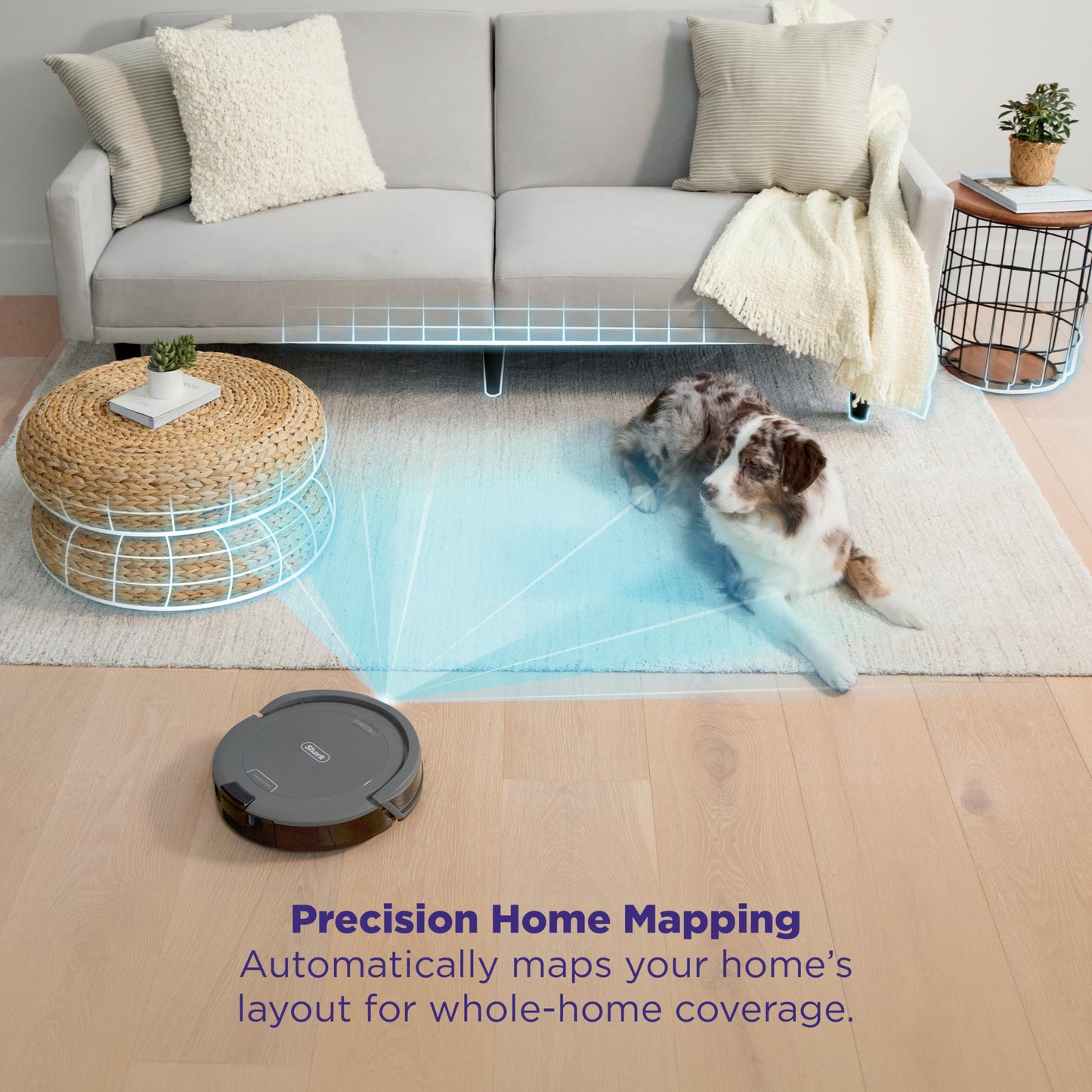 Shark Navigator Robot Vacuum with Bagless 30-Day Capacity Self-Empty Base, Powerful Suction, SmartPath Navigation, Self-Cleaning Brushroll, for Carpets & Hard Floors, White, AV2110S