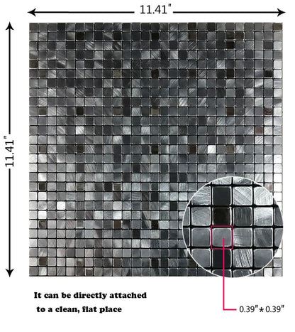 XUANINY 10-Piece Peel and Stick Backsplash for Kitchen Aluminum 3D Wall Sticker Panel Self-Adhesive Metal Mosaic Tile (11.41"x11.41"Grey)